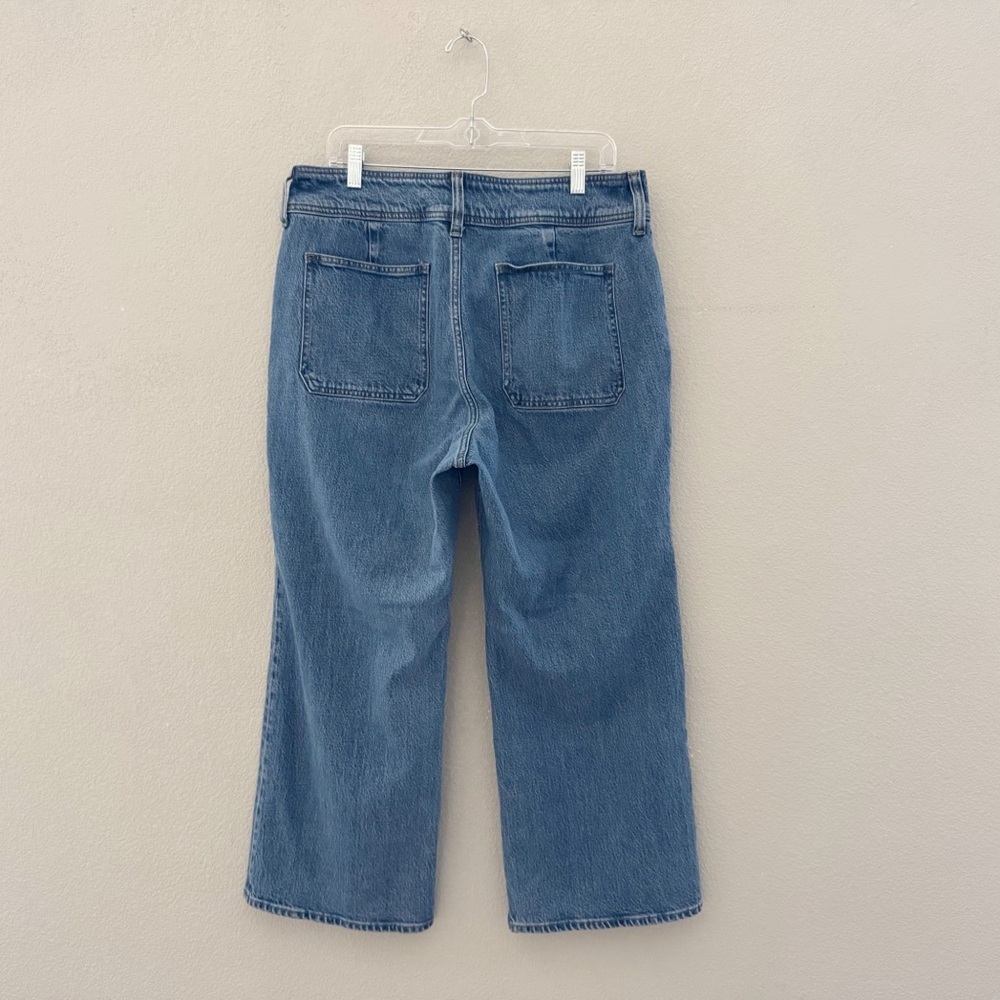 J. Crew Slim Wide Leg Jeans Petite 31 Denim Blue Stacked Buttons Modern Classic - Picture 6 of 13